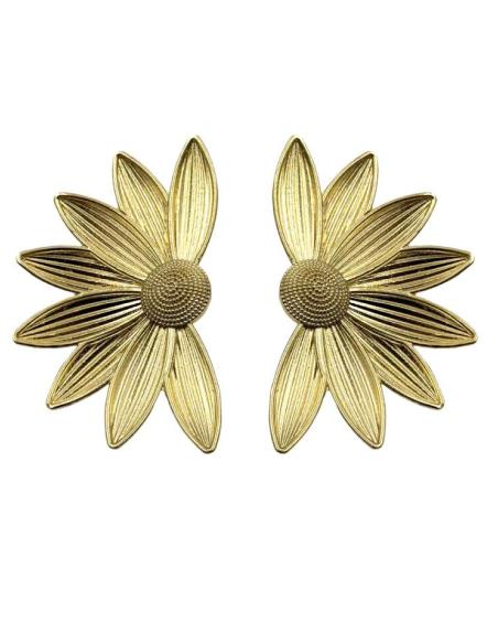 PENDIENTES LARGOS DORADOS FLOR MARGARITA | INVITADA BODA