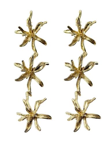 PENDIENTES INVITADA LARGOS DORADOS CON FLORES | BODA NOCHE