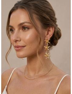PENDIENTES INVITADA LARGOS DORADOS CON FLORES | BODA NOCHE 2