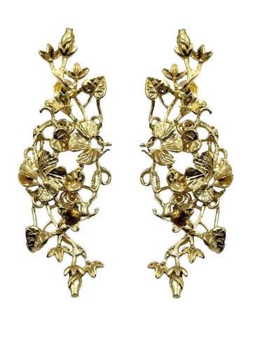 PENDIENTES MUJER DORADOS LARGOS DISEÑO JARDIN | INVITADA BODA