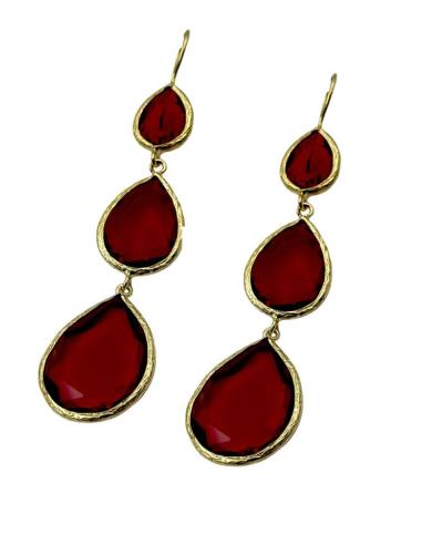 PENDIENTES MUJER LARGOS ROJOS DE CRISTAL PARA BODA | INVITADA GALA