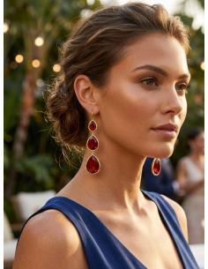 PENDIENTES MUJER LARGOS ROJOS DE CRISTAL PARA BODA | INVITADA GALA 2