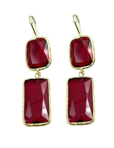 PENDIENTES MUJER LARGOS ROJOS DE CRISTAL PARA BODA | DIA Y NOCHE