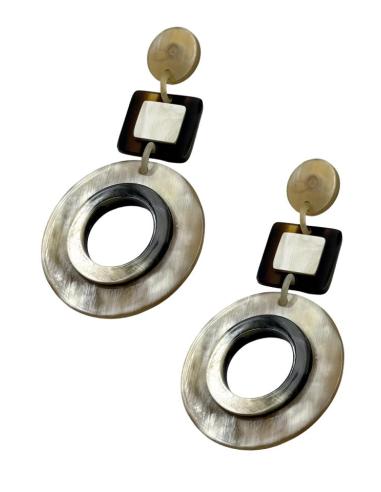 PENDIENTES MUJER LARGOS DE ASTA CON ARO BEIGE | JOYA AFRICA