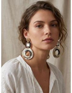 PENDIENTES MUJER LARGOS DE ASTA CON ARO BEIGE | JOYA AFRICA 2