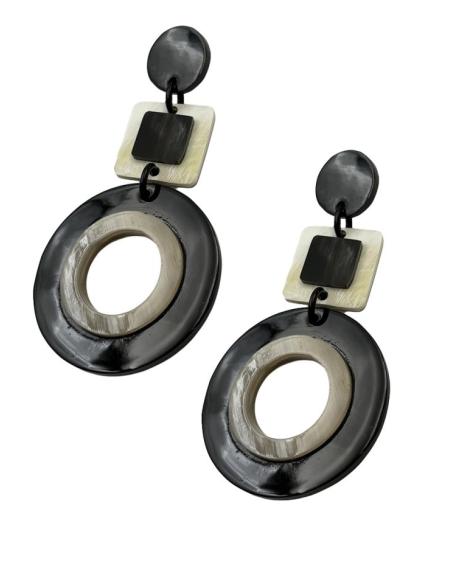 PENDIENTES MUJER LARGOS DE ASTA CON ARO NEGRO | JOYA AFRICA