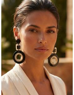PENDIENTES MUJER LARGOS DE ASTA CON ARO NEGRO | JOYA AFRICA 2