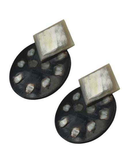PENDIENTES DE ASTA NEGROS Y BLANCOS CON MOTAS | JOYAS BOHO