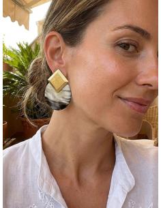 PENDIENTES DE ASTA DORADOS Y BLANCOS | MODA BOHO SOFISTICADA 2