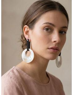 PENDIENTES MUJER DE AROS GRANDES EN MATERIAL NATURAL | LARGOS DE ASTA 2