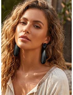 PENDIENTES LARGOS LAGRIMA NEGRA Y BLANCA | JOYAS TRIBALES 2