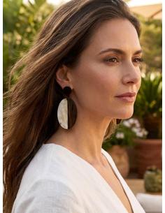 PENDIENTES LARGOS MARRONES Y BLANCOS | PENDIENTES VERANO 2