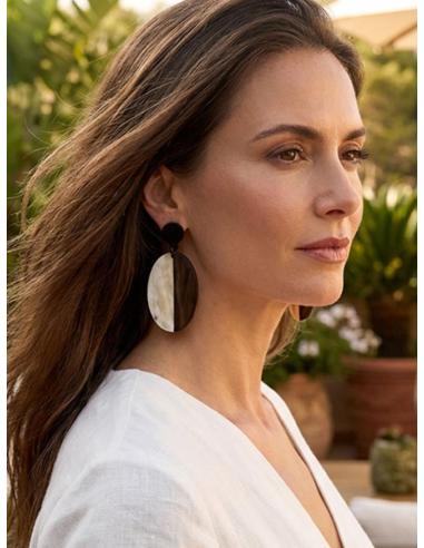 PENDIENTES LARGOS MARRONES Y BLANCOS | PENDIENTES VERANO