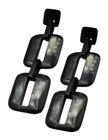PENDIENTES LARGOS DE ESLABONES NEGROS GRANDES | MODA ETNICA