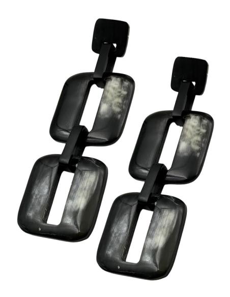 PENDIENTES LARGOS DE ESLABONES NEGROS GRANDES | MODA ETNICA
