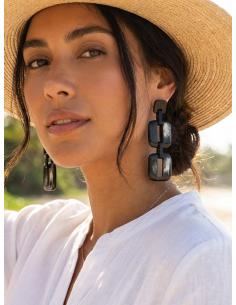 PENDIENTES LARGOS DE ESLABONES NEGROS GRANDES | MODA ETNICA 2