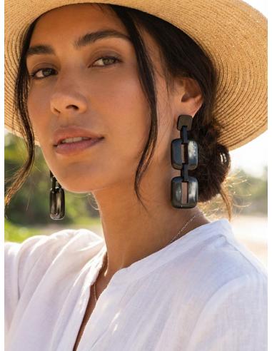 PENDIENTES LARGOS DE ESLABONES NEGROS GRANDES | MODA ETNICA