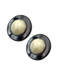 PENDIENTES CORTOS BOTON BEIGE Y MARRON ROJIZO | JOYA MUJER ASTA