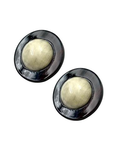 PENDIENTES CORTOS BOTON BEIGE Y MARRON ROJIZO | JOYA MUJER ASTA