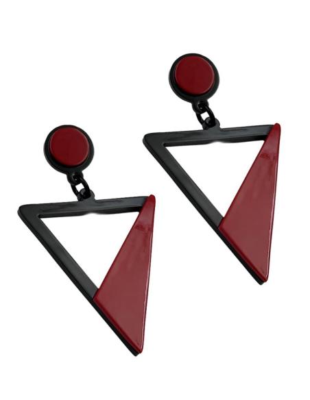 PENDIENTES MUJER TRIANGULO ACTUAL ROJO Y NEGRO |MODA DE DISEÑO