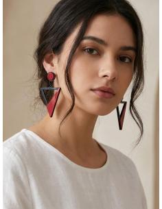 PENDIENTES MUJER TRIANGULO ACTUAL ROJO Y NEGRO |MODA DE DISEÑO 2