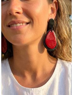 PENDIENTES LARGOS LAGRIMA ROJA Y NEGRA | CASUAL DIA Y NOCHE 2