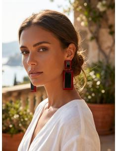 PENDIENTES LARGOS DISEÑO ACTUAL ROJO Y NEGRO | DIA NOCHE FERIA 2