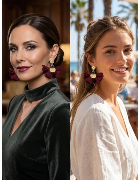 Pendientes de Tela Tipo Abanico para Flamenca, Invitada y Eventos