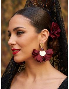Pendientes de Tela Tipo Abanico para Flamenca, Invitada y Eventos 2