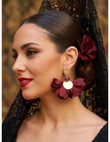 Pendientes de Tela Tipo Abanico para Flamenca, Invitada y Eventos