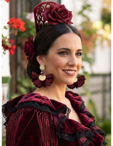 Pendientes de Tela Tipo Abanico para Flamenca, Invitada y Eventos