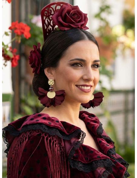 Pendientes de Tela Tipo Abanico para Flamenca, Invitada y Eventos