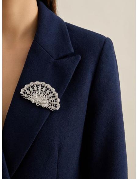 BROCHES PEQUEÑOS PLATEADOS ABANICO VINTAGE | ACCESORIO MUJER