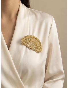 BROCHES PEQUEÑOS DORADOS ABANICO VINTAGE | ACCESORIO MUJER 2