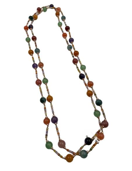 COLLARES LARGOS DE PIEDRAS MORADAS Y NARANJAS | BAUTIZO Y COMUNION