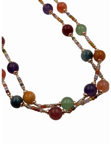COLLARES LARGOS DE PIEDRAS MORADAS Y NARANJAS | BAUTIZO Y COMUNION