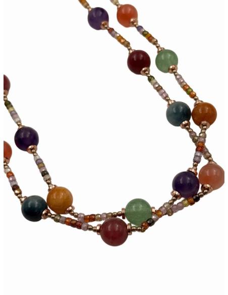 COLLARES LARGOS DE PIEDRAS MORADAS Y NARANJAS | BAUTIZO Y COMUNION