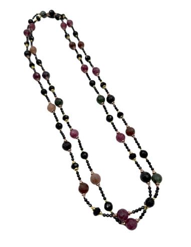 COLLARES ELEGANTES DE PIEDRA NEGROS VERDES Y ROSAS | CASUAL
