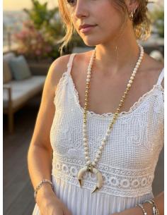 COLLARES LARGOS BLANCOS COLMILLO HUESO MEDIA LUNA | TRIBAL AFRICA