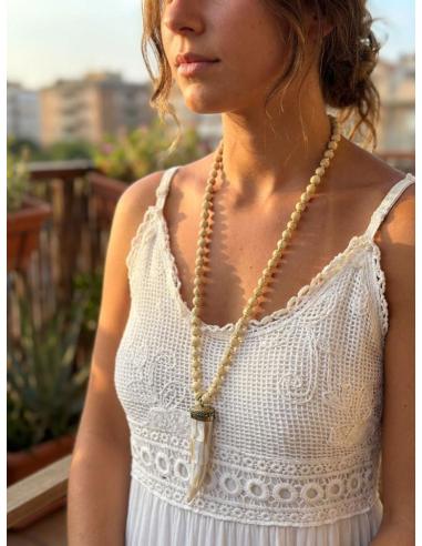 COLLARES LARGOS DE HUESO CON COLMILLO BLANCO ROTO | BOHO CHIC IBIZA