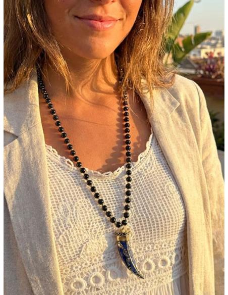 COLLARES HUESO NEGROS CON COLMILLO DE PIEDRA | ARTESANAL