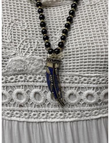 COLLARES HUESO NEGROS CON COLMILLO DE PIEDRA | ARTESANAL