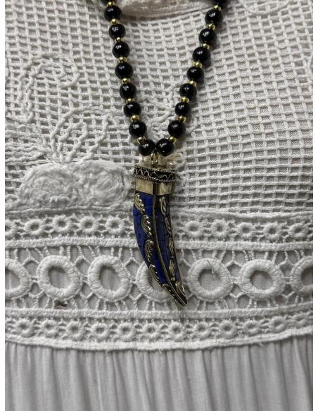 COLLARES HUESO NEGROS CON COLMILLO DE PIEDRA | ARTESANAL