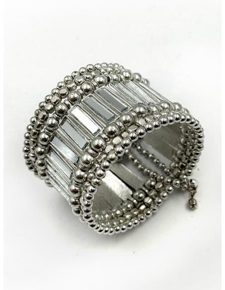 PULSERAS DE FIESTA PLATEADAS ANCHAS CON ESPEJOS | ACCESORIOS MUJER