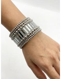 PULSERAS DE FIESTA PLATEADAS ANCHAS CON ESPEJOS | ACCESORIOS MUJER 2