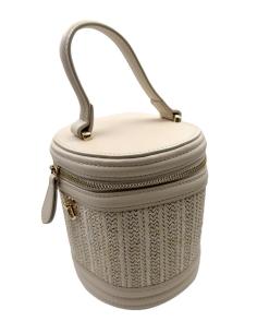 BOLSO MUJER RAFIA BEIGE ROTO REDONDO ASA DE MANO | VERANO BAUTIZO COMUNION