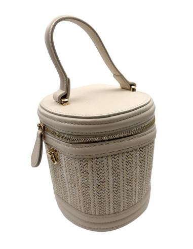 BOLSO MUJER RAFIA BEIGE ROTO REDONDO ASA DE MANO | VERANO BAUTIZO COMUNION