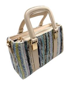 BOLSOS VERANO RAFIA AZUL Y DOBLE ASA DE MANO | MUJER BAUTIZO COMUNION
