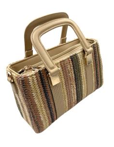 BOLSOS VERANO RAFIA DOBLE ASA DE MANO EN MARRON | MUJER BAUTIZO COMUNION