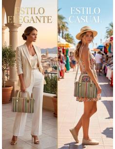 BOLSOS VERANO RAFIA DOBLE ASA DE MANO DE COLORES | MUJER BAUTIZO COMUNION 2